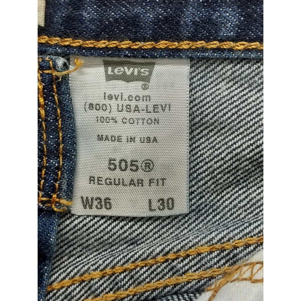 Levis Men Denim Jeans 36 Blue Zip Button 5 Pockets High Rise Straight Outdoor
